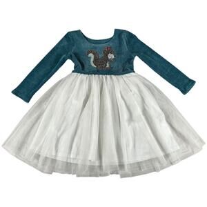 Big Girls Fall Time Princess Tutu Dress Long Sleeve Squirrel Sequins Detail 6T